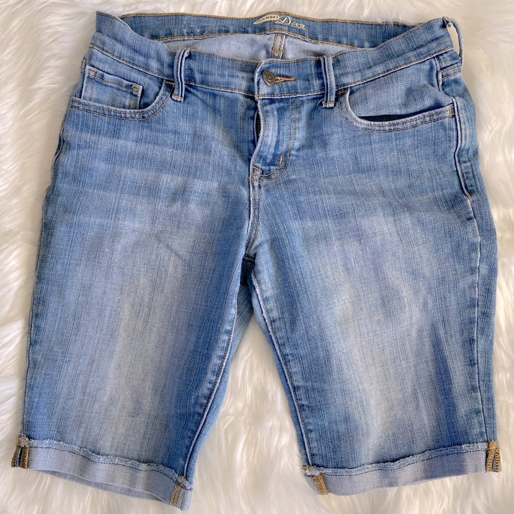 old navy jean shorts womens Size 2 diva bermuda rolled cuff light denim